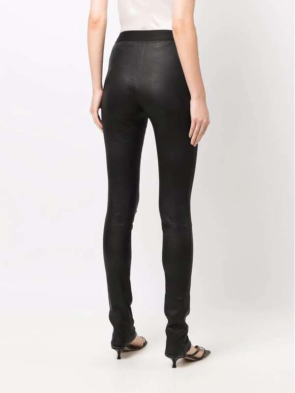 Elastic Waist Lambskin Leggings Pants