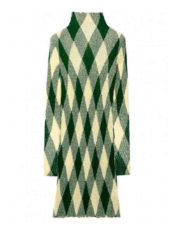 Argyle Pattern Cotton Silk Dress