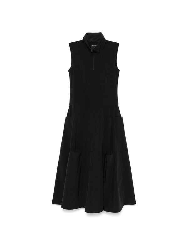 High Neck Zip Sleeveless Midi
  Dress