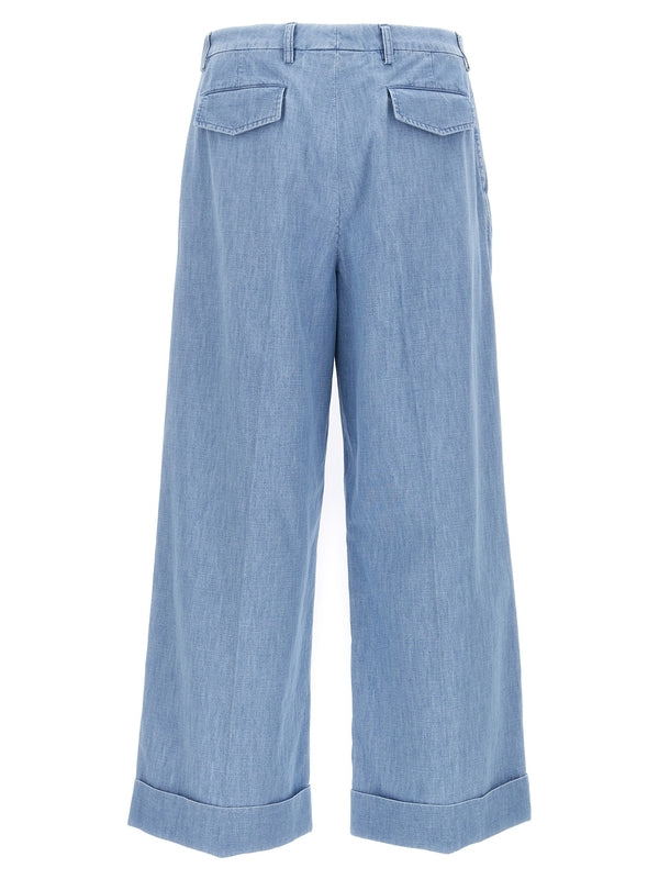 Button Detail
  Wide Denim Pants