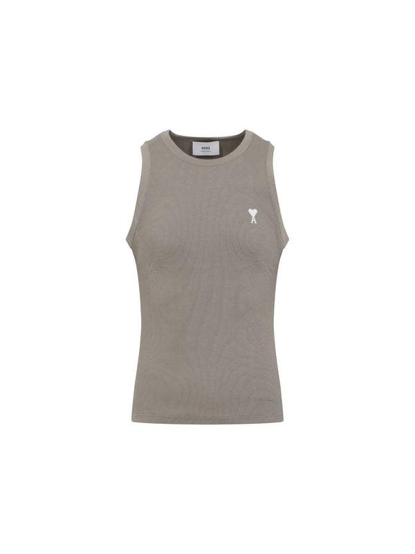 Heart Logo Embroidery Cotton Sleeveless Top