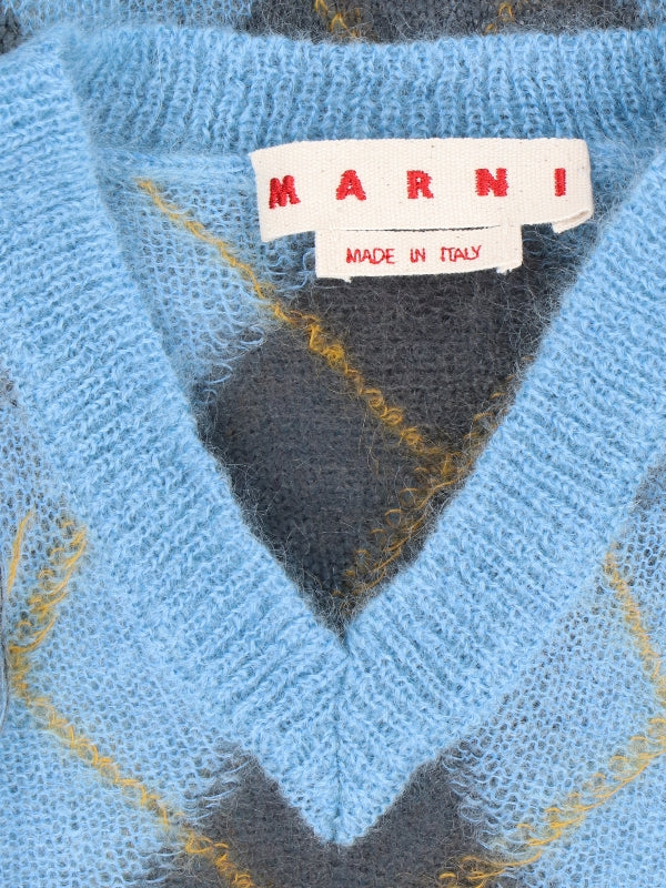 Argyle Pattern Mohair Knit