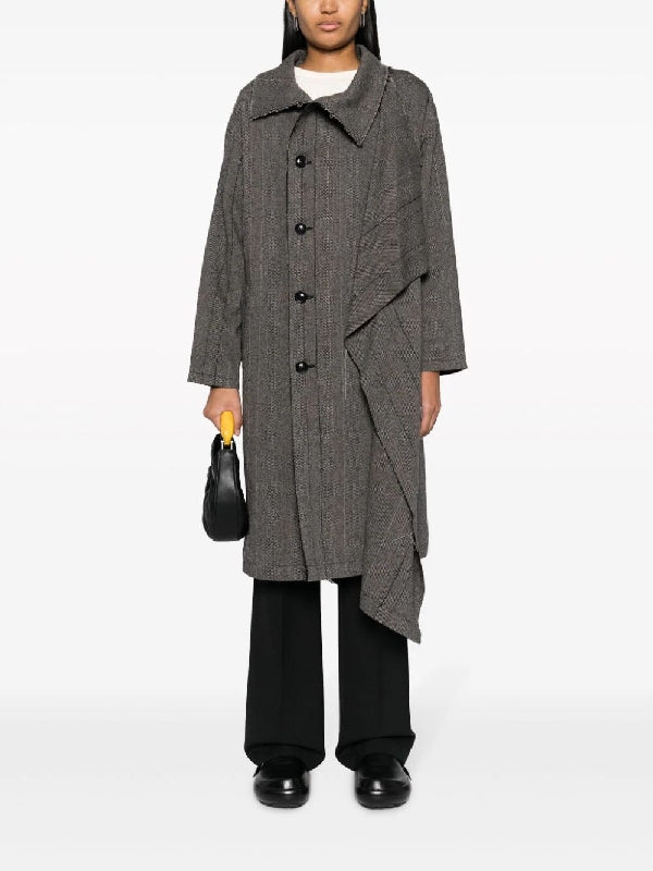 Herringbone Drape Panel Coat