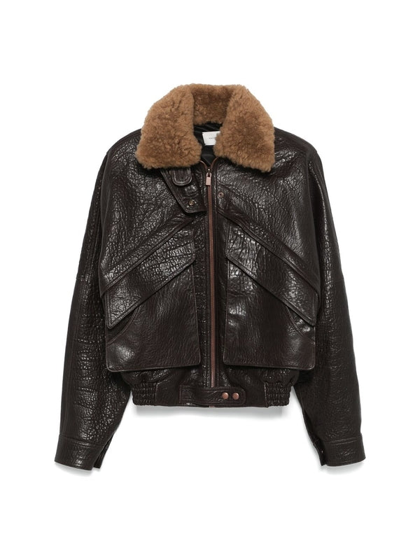 MAGDA BUTRYM - Skora Shearling Collar Leather Bomber - Jente