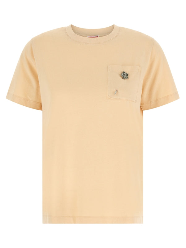 Bokeh Flower
  Pin Decorated Short Sleeve T-Shirt