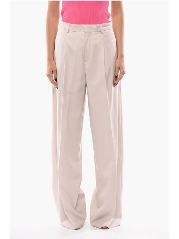 Wide Wool Pleat Pants