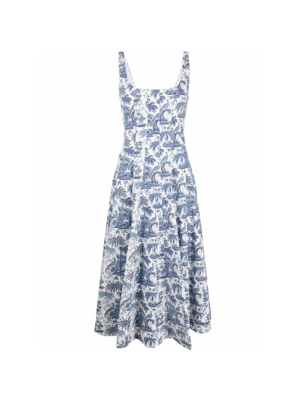 Botanical Print Square Neck Dress