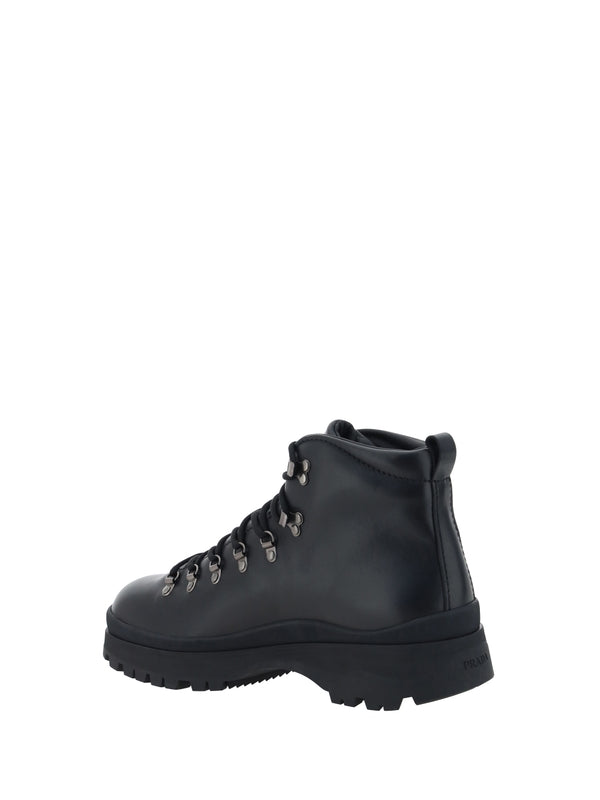 Triangular Logo Leather Lace-up Boots