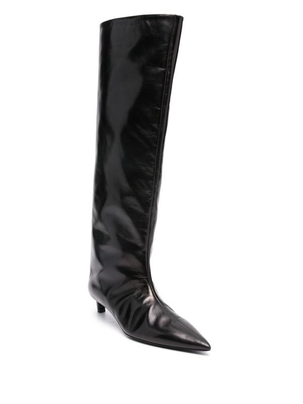 Black Leather High Boots