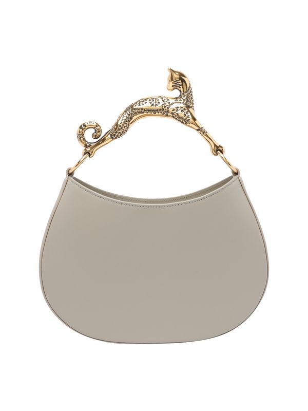 Cat Handle Logo Leather Tote Bag