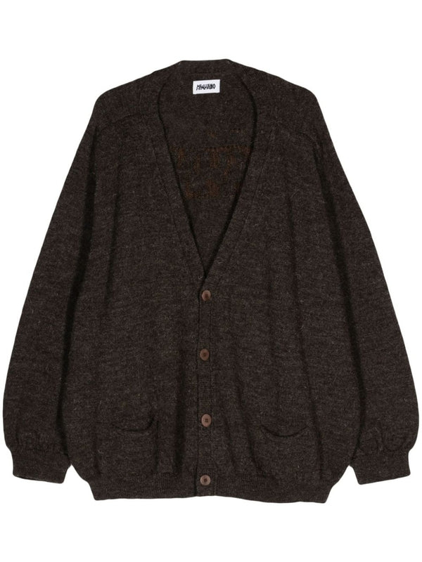 Logo Jacquard Wool Cardigan