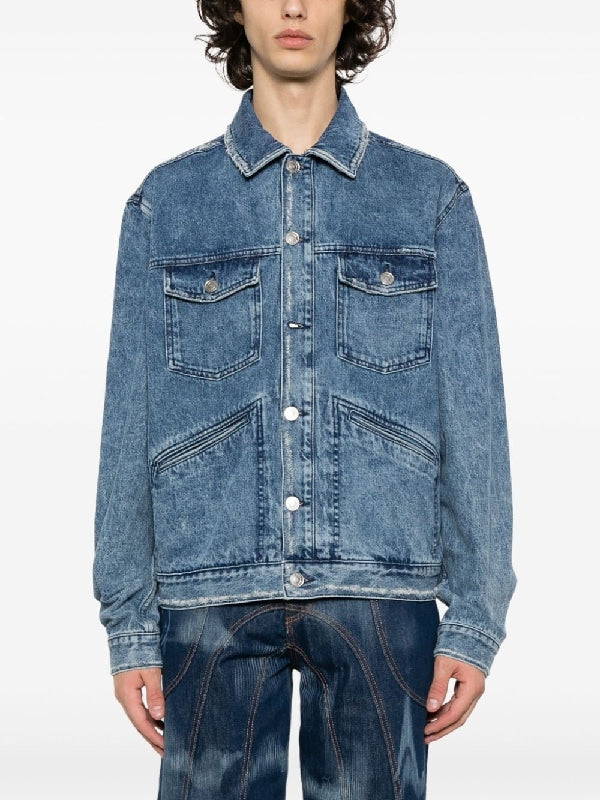 Jango Back Logo Embroidery Denim Jacket