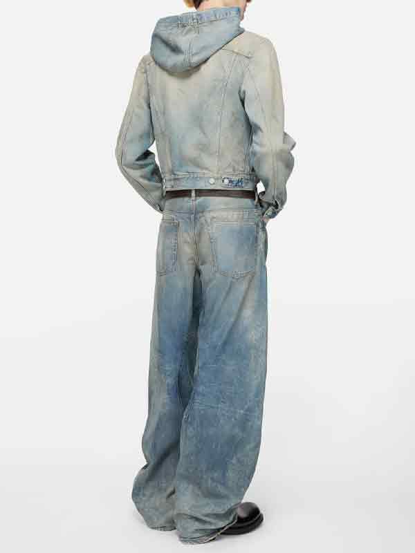 Dirty Washed Hooded Denim Jacket