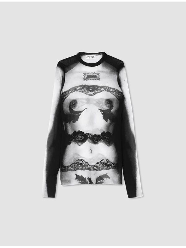 Graphic Printing Nylon Long Sleeve Top