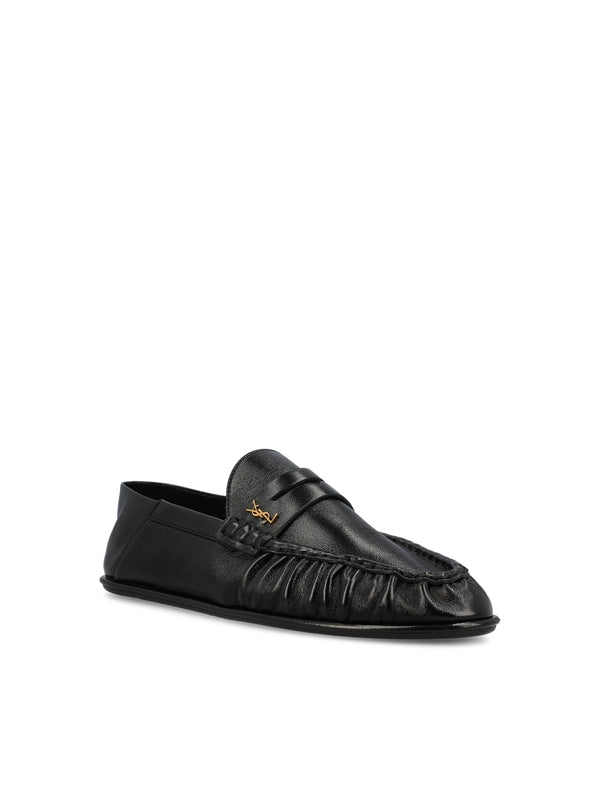 Cassandra Logo Leather Penny Loafers