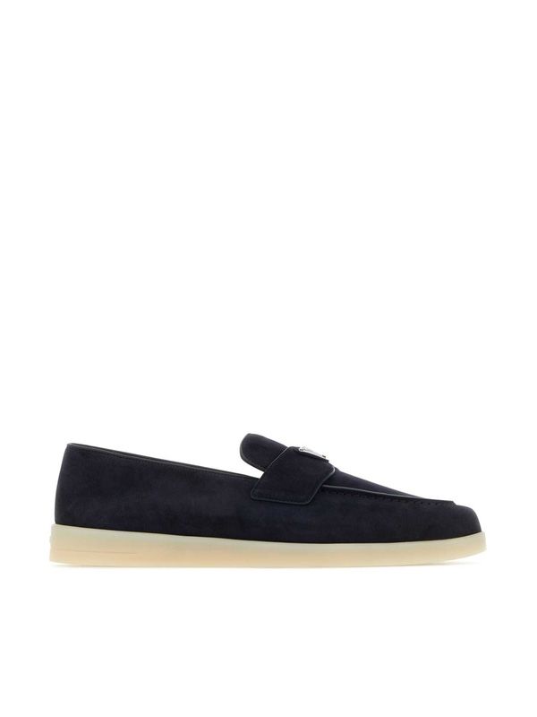 Triangle Logo Suede Loafers