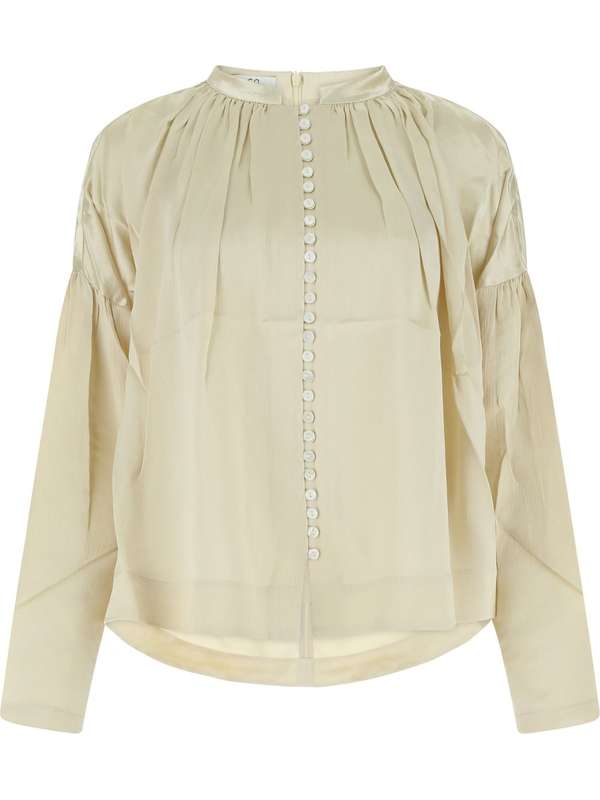 Ivory Satin Gather Detail Blouse