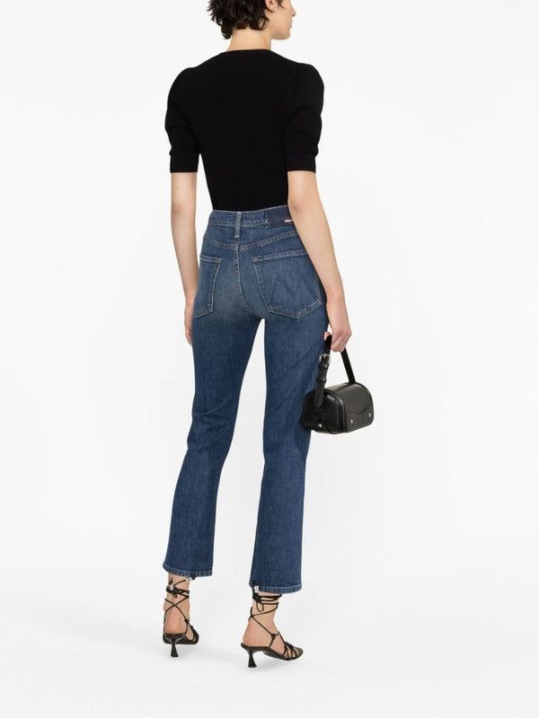 High-Waist Cropped Denim Pants