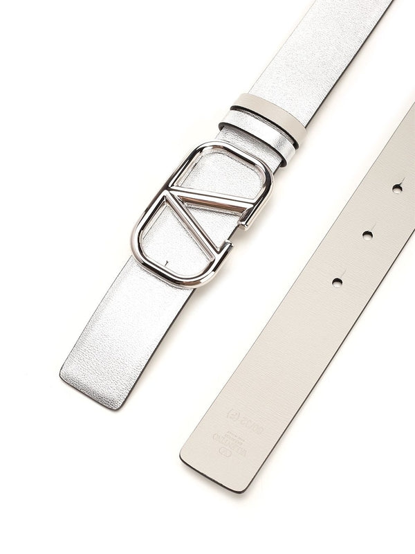 V Logo Signature Leather Belt