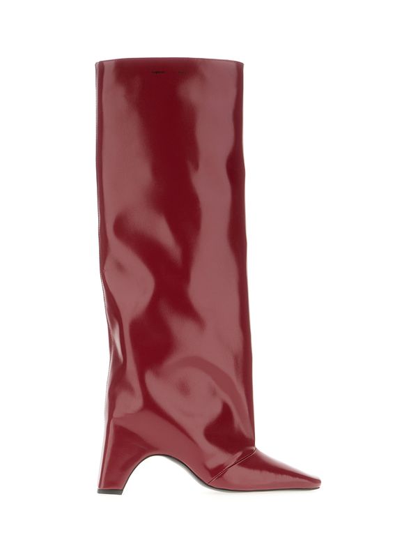 Bridge Glossy Leather High Boots Heel