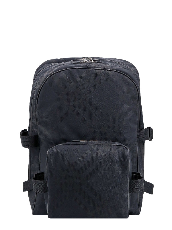 Check Jacquard Zipper Pocket Backpack