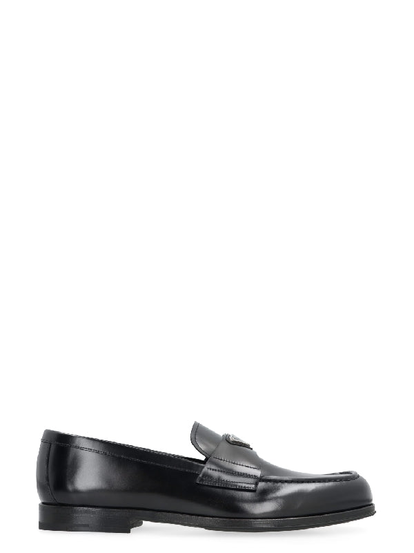 Triangular Logo Leather Loafers