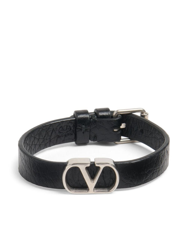 Signature V Logo Leather
  Bracelet