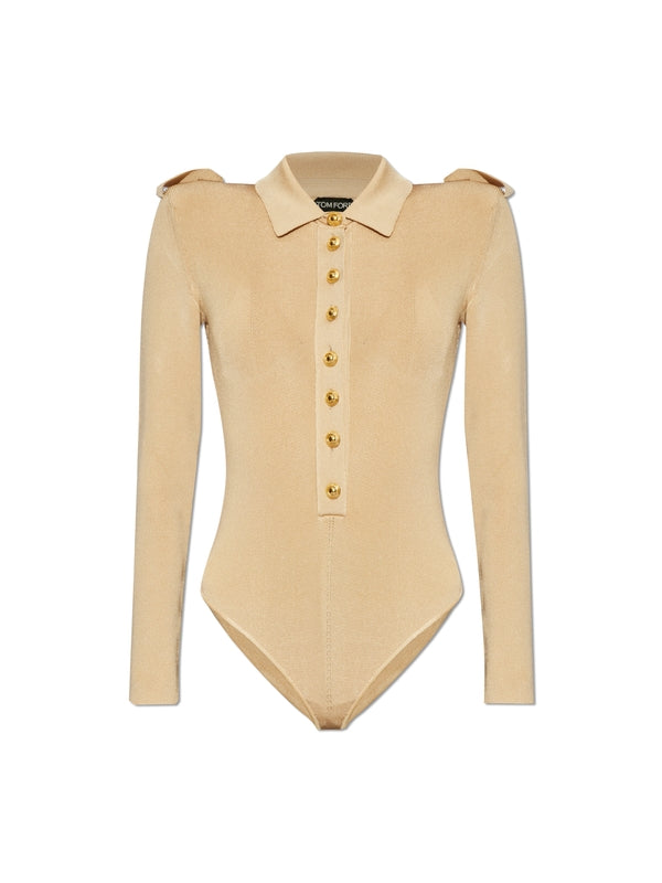 Gold Button Knit Bodysuit