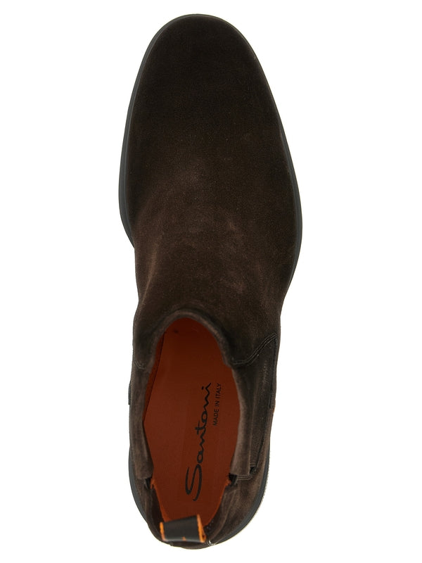 Santoni Brown Chelsea Boots