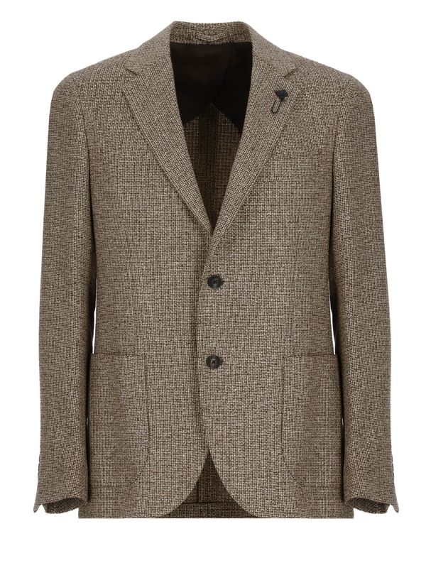 Boutonniere Check Single Wool Silk Jacket