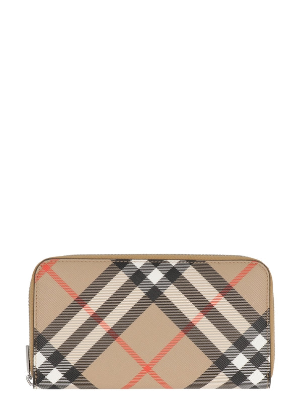 Check Pattern Zipper Long Wallet