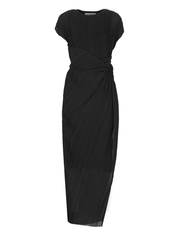 Asymmetric Pleated Long Dress