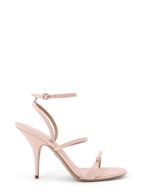 Bow-embellished Leather Sandal Heel