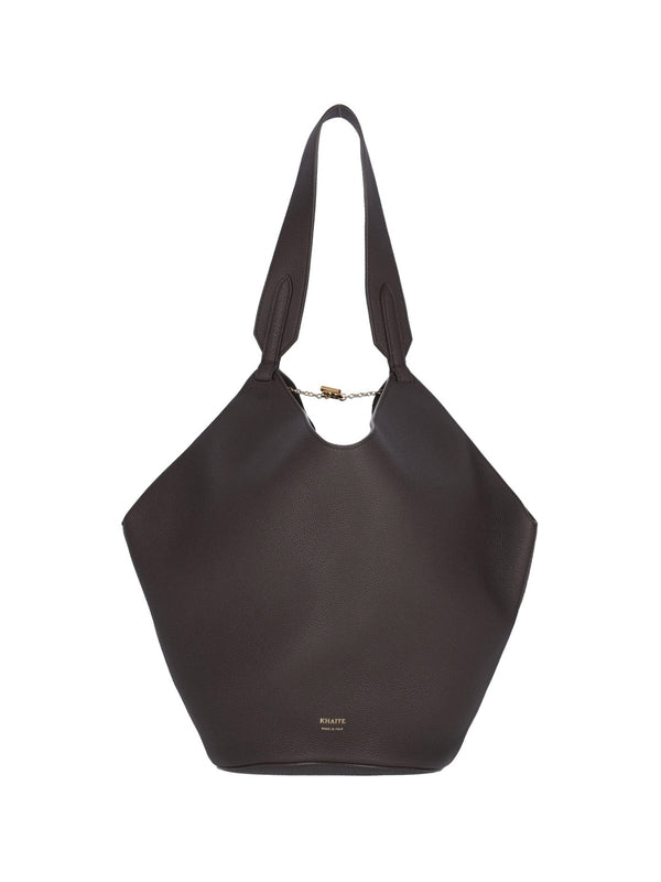 Lotus Logo Leather Small Tote Bag