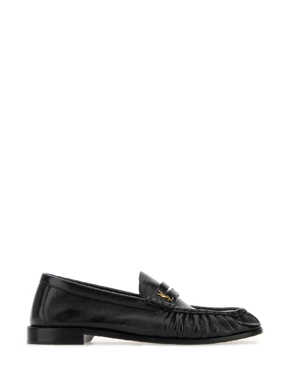 Crease Shiny Leather Penny Loafers