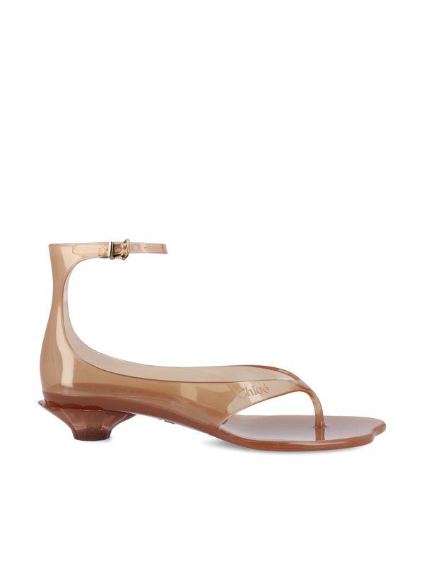 Brown Buckle Detail Sandal Heel