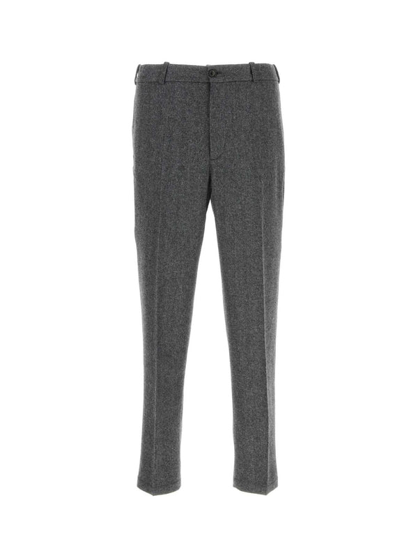 Back Logo Patch Wool Tailored Pants