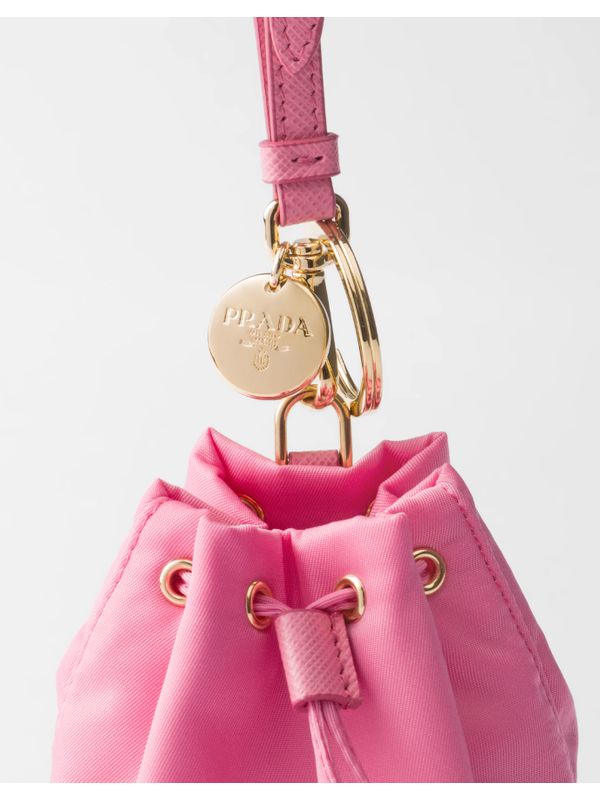 Triangle Logo Re-nylon Bucket Bag Mini Keyring