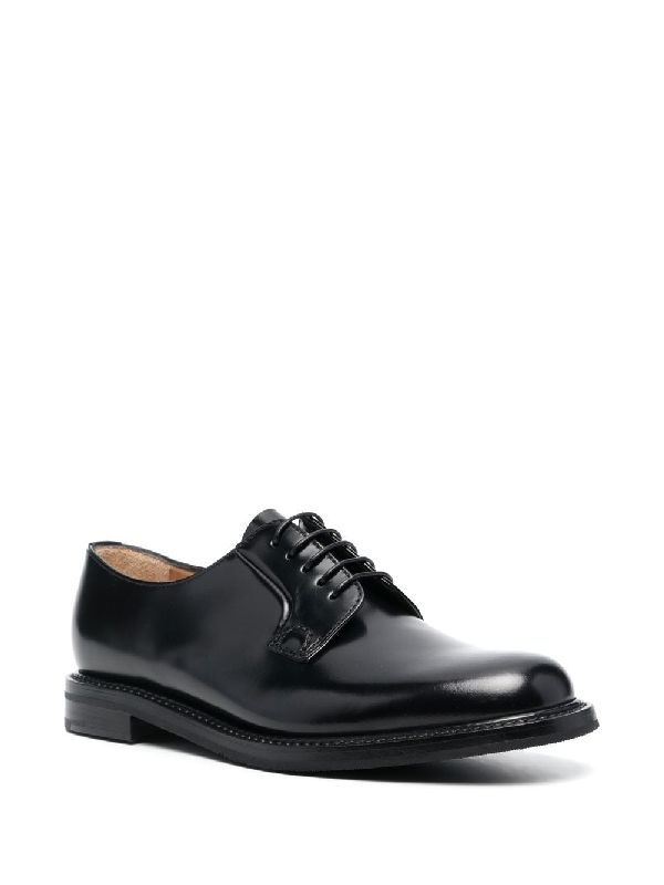 Black Leather Lace-Up Shoes