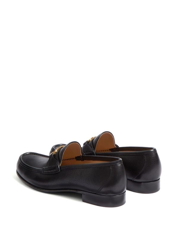 V Logo Leather Loafers