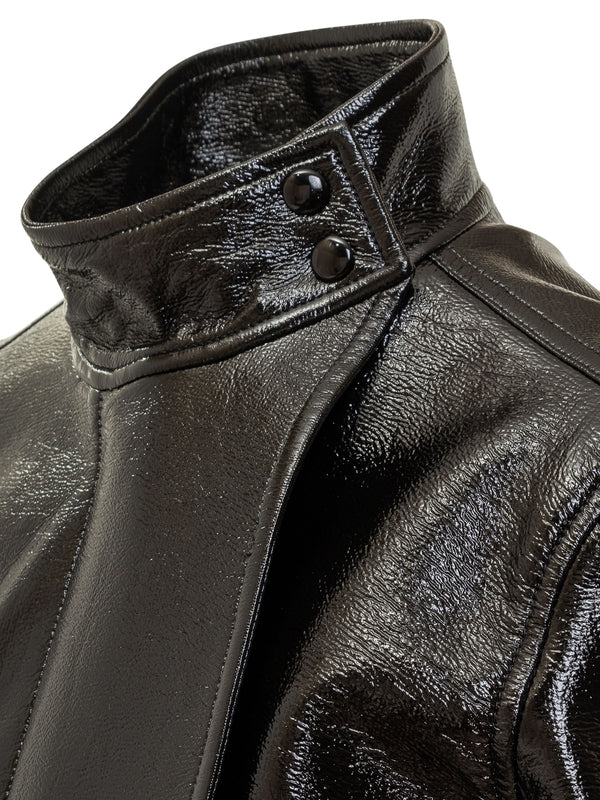 Vinyl High Neck Biker Jacket