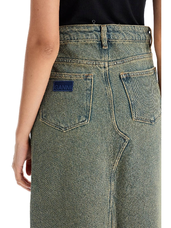 Back Logo Slit Denim Skirt - Jente