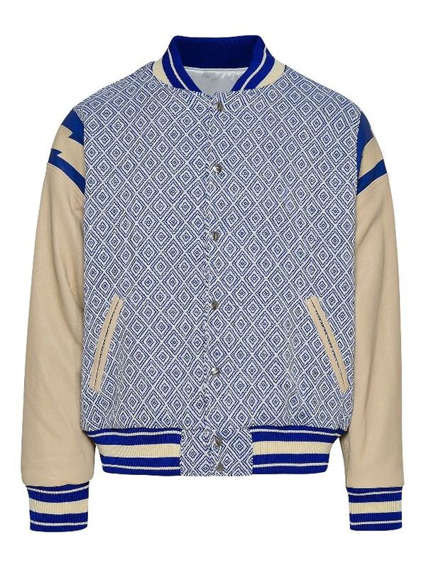 Diamond Jacquard Logo Varsity Jacket