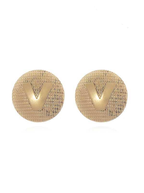 Gold V Logo Earrings