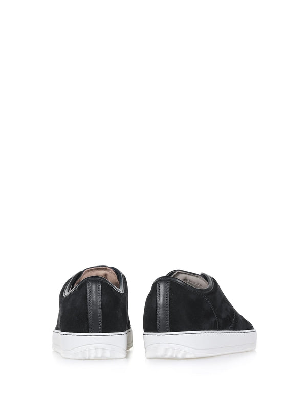 black calfskin low-top sneakers