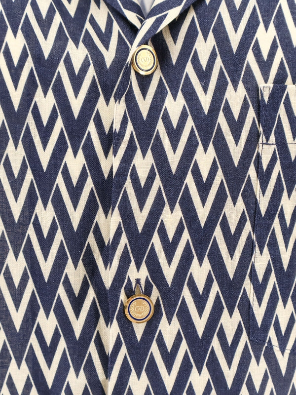 Allover Logo Pattern Linen Short Sleeve Shirt