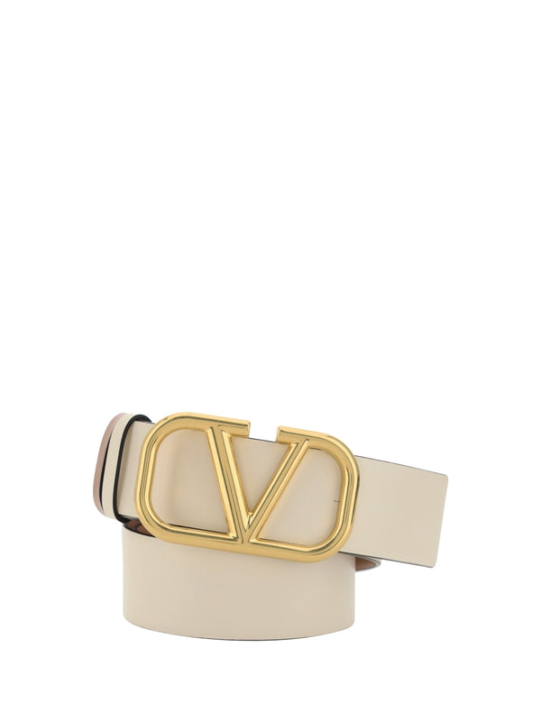 V Logo Reversible Leather Belt