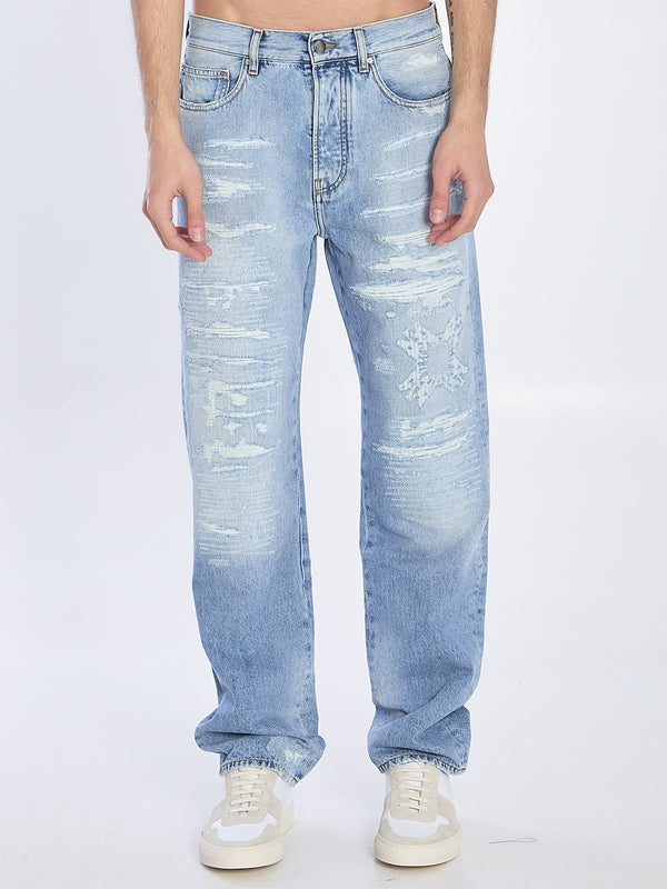 Washing Detail Cotton Denim Pants