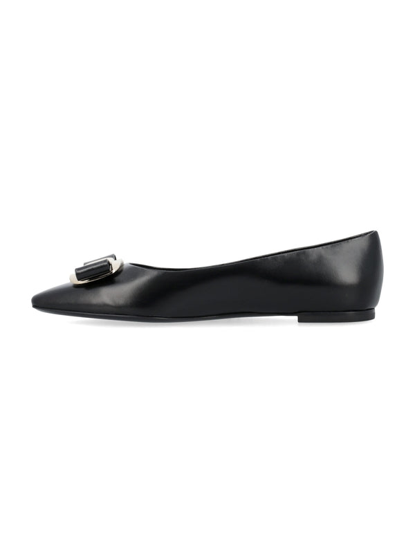 FERRAGAMO - Bow Decoration Leather Flat Shoes - Jente