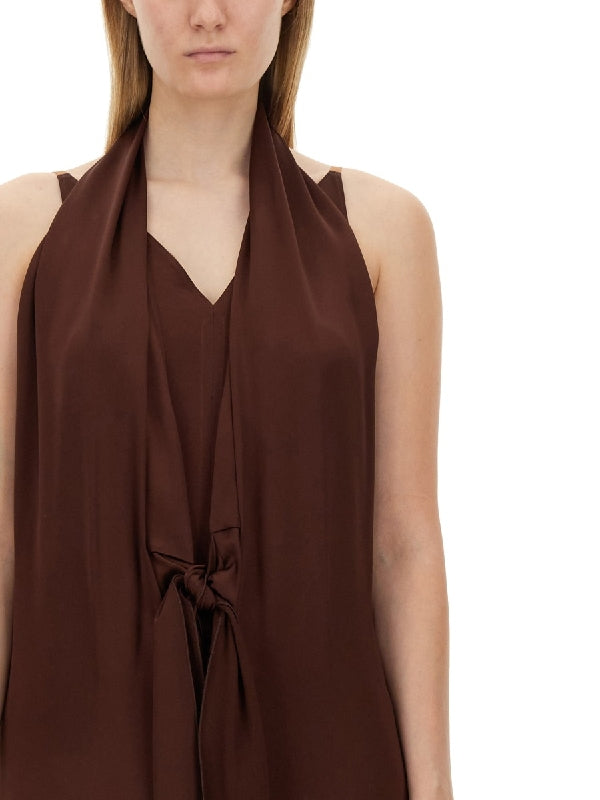 Brown Silk Long Dress